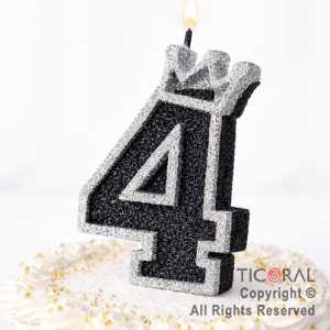 VELA NUMERO CORPOREO CON GIBRE PLATA N.4 x 1